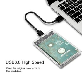 Caja HDD transparente USB 3,0 de 2,5 ", Micro Cable tipo C, caja de di