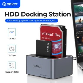 ORICO Estación de disco duro de doble bahía de aluminio tipo C 10 Gbps