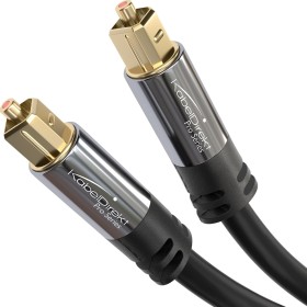 KabelDirekt – 2m Cable Óptico TOSLINK Audio (Stereo Dolby Digital normal, DTS, Conector Macho a Conector Macho, negro)