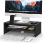 BONTEC Soporte Monitor Mesa Elevador Monitor Soporte Monitor Ordenador 2 Niveles Negro, W420 x D235 x H142mm con Soporte para