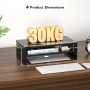 BONTEC Soporte Monitor Mesa Elevador Monitor Soporte Monitor Ordenador 2 Niveles Negro, W420 x D235 x H142mm con Soporte para