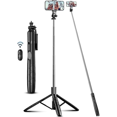 180cm Trípode para Movil, Palo Selfie Tripode con Control Remoto Desmontable para Teléfono Móvil, Soporte de Trípode de Teléfono