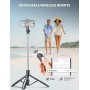 180cm Trípode para Movil, Palo Selfie Tripode con Control Remoto Desmontable para Teléfono Móvil, Soporte de Trípode de Teléfono
