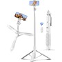 180cm Trípode para Movil, Palo Selfie Tripode con Control Remoto Desmontable para Teléfono Móvil, Soporte de Trípode de Teléfono