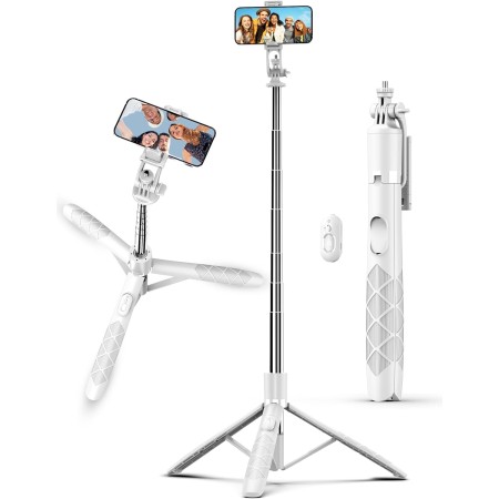 180cm Trípode para Movil, Palo Selfie Tripode con Control Remoto Desmontable para Teléfono Móvil, Soporte de Trípode de Teléfono