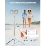 180cm Trípode para Movil, Palo Selfie Tripode con Control Remoto Desmontable para Teléfono Móvil, Soporte de Trípode de Teléfono