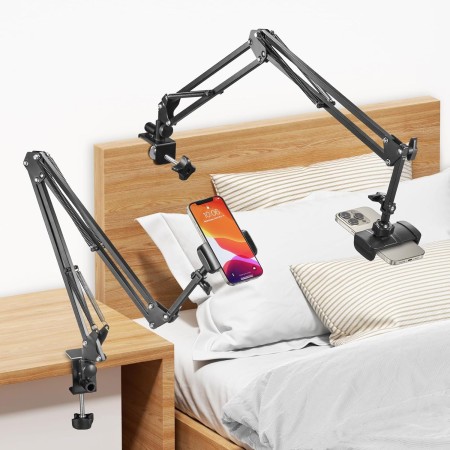 SAMHOUSING Soporte de teléfono móvil para Cama, Soporte Teléfono e Smartphones con Brazo Flexible para iPhone 16 15 14 13 12 11