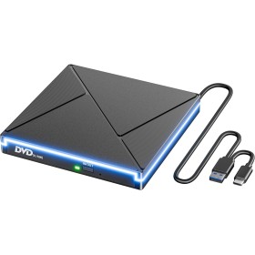 Lector CD DVD Externo con RGB, Grabadora CD DVD Unidad Externa con USB 3.0 y USB-C, Unidades Portátil CD/DVD /-RW/ROM Estable