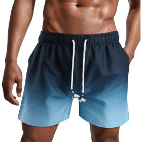 Danfiki Traje de Baño Hombre Shorts de Secado Rápido Bañador Corto para Playa Navegar Forro de Malla Color Degradado