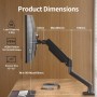 Suptek Brazo Monitor para Pantallas de 13-32 Pulgadas, VESA 75 y 100 mm, Giratorio de 360°, Inclinación Ajustable, Altura