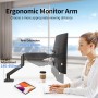 Suptek Brazo Monitor para Pantallas de 13-32 Pulgadas, VESA 75 y 100 mm, Giratorio de 360°, Inclinación Ajustable, Altura