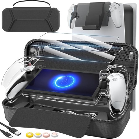 daydayup Juego de Accesorios 14 en 1 Compatible con Playstation Portal Remote Player, Bolsa de Transporte y Soporte para Percha