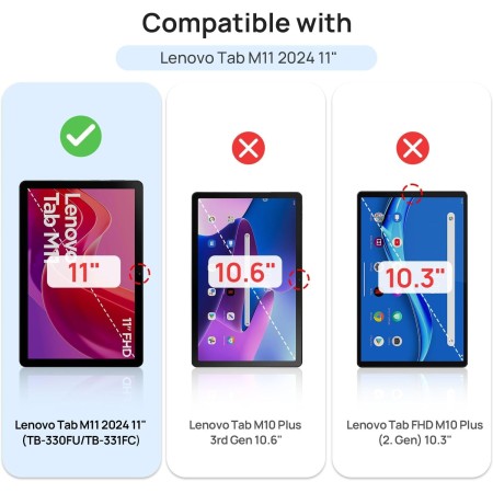 Gerutek [2 Piezas Protector Pantalla para Lenovo Tab M11 2024 11 Pulgadas, (TB-330FU/TB-331FC), Dureza 9H, Antiarañazos,