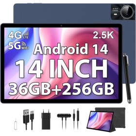 PIXPEAK 2.5K Tableta 14 Pulgadas, 4G Lte/5G WiFi, INCELL 2240 x 1400 FHD, 11580mAh, 36GB RAM, 256GB ROM (Extensión 2TB), Android