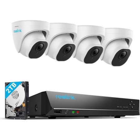 Reolink 5MP Kit Cámaras de Vigilancia PoE, con 4X 5MP Detección de Personas/Vehículos Cámaras IP PoE Exterior y 8CH 4K NVR con
