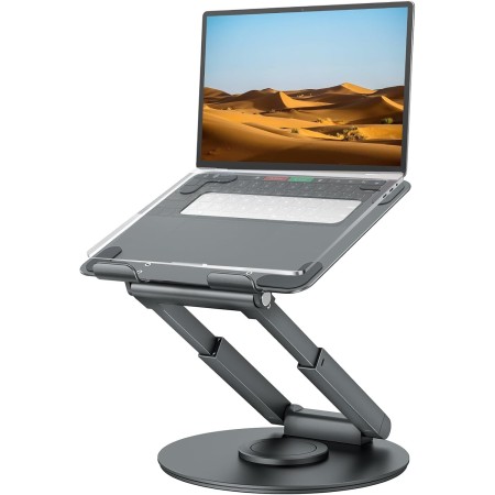 Tounee Soporte Portátil Altura Ajustable de hasta 21 Pulgadas, Soporte Ergonómico Ordenador Portátil con Base Giratoria de 360