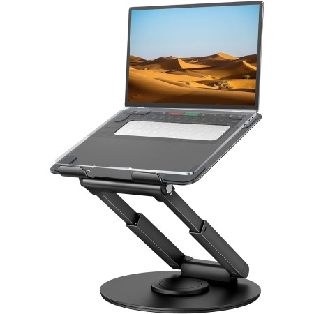 Tounee Soporte Portátil Altura Ajustable de hasta 21 Pulgadas, Soporte Ergonómico Ordenador Portátil con Base Giratoria de 360
