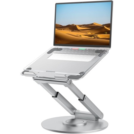 Tounee Soporte Portátil Altura Ajustable de hasta 21 Pulgadas, Soporte Ergonómico Ordenador Portátil con Base Giratoria de 360