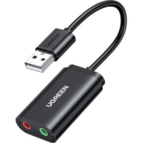 UGREEN Tarjeta de Sonido USB Externa Soporta Auriculares y Micrófono, Adaptador Audio Tipo C a Jack 3.5mm Compatible con PC,