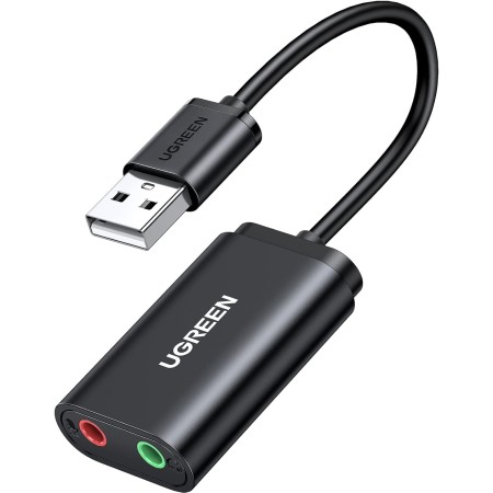 UGREEN Tarjeta de Sonido USB Externa Soporta Auriculares y Micrófono, Adaptador Audio Tipo C a Jack 3.5mm Compatible con PC,