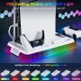 Gerbala Soporte PS5 para Playstation 5 Pro, Slim & Standard, Soporte Vertical PS5 con Cargador Mando y Ventilador de 3