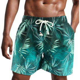 Danfiki Traje de Baño Hombre Shorts de Secado Rápido Bañador Corto para Playa Navegar Forro de Malla Color Degradado