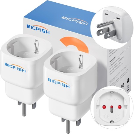 Bigfish Adaptador Enchufe UK Tipo G 2 Piezas, Adaptador Enchufe Inglés e Irlanda – De 2-Pin Europa a 3-Pin Reino Unido para