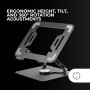 Mars Gaming MA-RST, Soporte para Tablet y Convertibles 2en1 hasta 13", Giratorio 360º + Ajustable en Altura y Ángulo 180º,