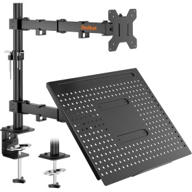 REDBAT Brazo para Monitor de 13 a 32 Pulgadas Pantalla LED LCD, con Bandeja para Portátil hasta 16 Pulgadas, Soporte con VESA de