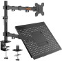 REDBAT Brazo para Monitor de 13 a 32 Pulgadas Pantalla LED LCD, con Bandeja para Portátil hasta 16 Pulgadas, Soporte con VESA de