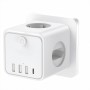 Cubo Enchufe 7 en 1，Ladron Enchufes Múltiple con 2 Europea y 1 Toma Schuko CA Regleta con 4 USB, Cubo Enchufe Multiple Pared con
