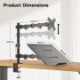 REDBAT Brazo para Monitor de 13 a 32 Pulgadas Pantalla LED LCD, con Bandeja para Portátil hasta 16 Pulgadas, Soporte con VESA de
