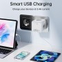 Cubo Enchufe 7 en 1，Ladron Enchufes Múltiple con 2 Europea y 1 Toma Schuko CA Regleta con 4 USB, Cubo Enchufe Multiple Pared con