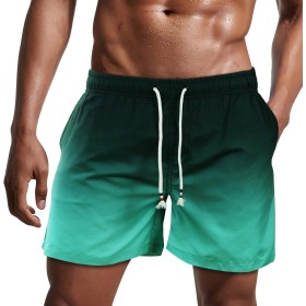 Danfiki Traje de Baño Hombre Shorts de Secado Rápido Bañador Corto para Playa Navegar Forro de Malla Color Degradado