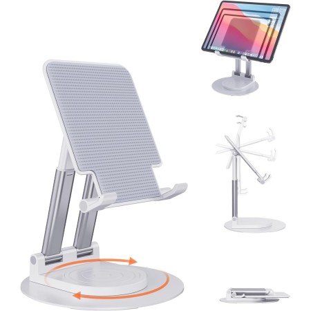 BHHB Soporte Tablet, Soporte Tablet Mesa Ajustable con Base Giratoria de 360 Grados, Soporte Tablet Ajustable para
