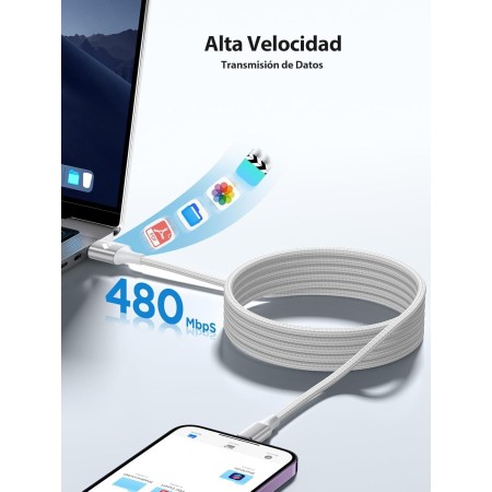 Aioneus Cable iPhone 2M Cable iPhone Carga Rápida [Apple MFi Certificado] Cable USB iPhone, Cable Cargador iPhone Nylon Trenzado