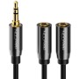 deleyCON 0,20m Trinquetes de Audio Y Divisor Cable Cable Adaptador Y AUX Enchufe de 3,5mm al Enchufe de 2X 3,5mm - Jack Estéreo