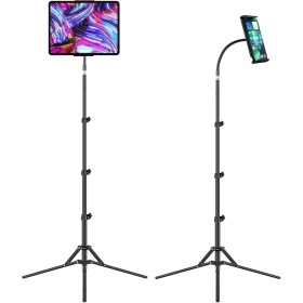 Trípode Soporte, Altura Ajustable hasta 65 Pulgadas, para iPad Pro 12,9, iPad Air Mini, iPhone, Tablet de 4,5 a 13 Pulgadas