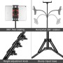 Trípode Soporte, Altura Ajustable hasta 65 Pulgadas, para iPad Pro 12,9, iPad Air Mini, iPhone, Tablet de 4,5 a 13 Pulgadas