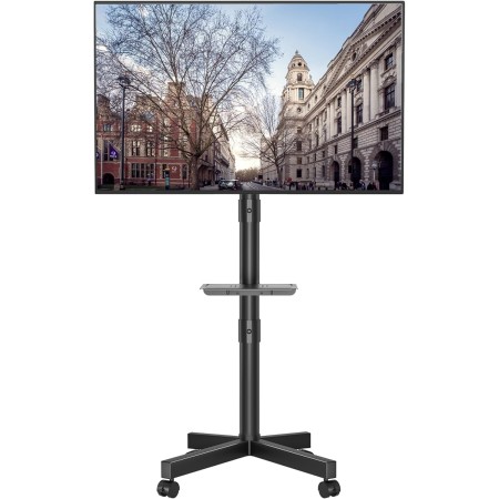 BONTEC Soporte TV Ruedas para TVs 23 a 60 Pulgadas de LED, LCD, OLED Planos y Curvos, Soporte TV Móvil con Inclinables y Estante