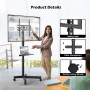 BONTEC Soporte TV Ruedas para TVs 23 a 60 Pulgadas de LED, LCD, OLED Planos y Curvos, Soporte TV Móvil con Inclinables y Estante
