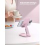 Lamicall Soporte Móvil Mesa, Soporte Teléfono Plegable - Base Móvil Escritorio Ajustable, Soporte Universal para iPhone 16/15