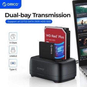 Estación de disco duro ORICO de doble bahía USB3.0 5Gbps tipo C HDD es