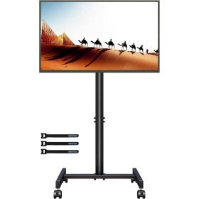 BONTEC Soporte TV Ruedas para Televisores Planos Curvos de 13 a 42 Pulgadas, Soporte Suelo TV con 4 Ruedas, de Altura Ajustable
