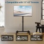 BONTEC Soporte TV Ruedas para Televisores Planos Curvos de 13 a 42 Pulgadas, Soporte Suelo TV con 4 Ruedas, de Altura Ajustable