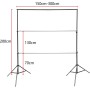 Relota Soporte de Fondo para Fotografía 200 cm x 300 cm, Ajustable Profesional Sistema de Soporte con 10 Abrazaderas de Resorte