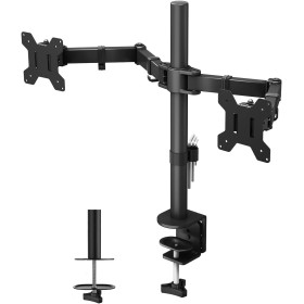 BONTEC Soporte Monitor Doble para Monitor 13-27 Pulgadas LED/LCD, Soporte 2 Monitores Peso Máximo 10KG de Cada Brazo, Giro de