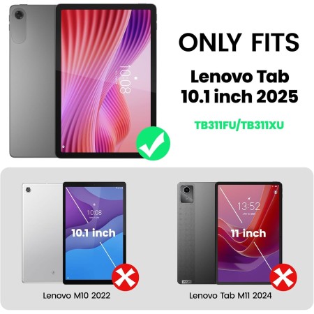 SEYMAC Funda para Lenovo Tab 2025 10.1 Pulgadas (TB-311FU/TB-311XU), Funda para Lenovo Tablet a Prueba de Golpes con Protector