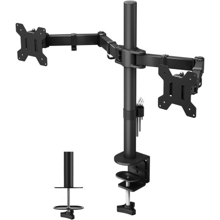 BONTEC Soporte Monitor Doble para Monitor 13-27 Pulgadas LED/LCD, Soporte 2 Monitores Peso Máximo 10KG de Cada Brazo, Giro de