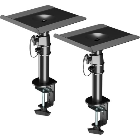 suptek Soporte Altavoces Pie, Soporte Altavoz Universal para Barra de Sonido de Ordenador y Altavoces de Estantería, Giratorio &